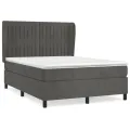 cadre de lit et matelas Gris foncé 140x200cm Velours