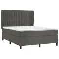 cadre de lit et matelas Gris foncé 140x200cm Velours