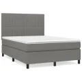 cadre de lit avec matelas Gris foncé 140x190cm Tissu