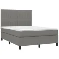 cadre de lit avec matelas Gris foncé 140x190cm Tissu