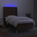 cadre de lit matelas LED Marron foncé 80x200cm Tissu