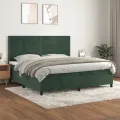 cadre de lit et matelas Vert foncé 200x200cm Velours