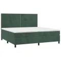 cadre de lit et matelas Vert foncé 200x200cm Velours