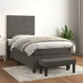 cadre de lit et matelas Gris foncé 90x200 cm Velours