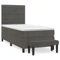 cadre de lit et matelas Gris foncé 90x200 cm Velours