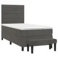 cadre de lit et matelas Gris foncé 90x200 cm Velours