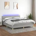 cadre de lit et matelas et LED Gris clair 180x200 cm