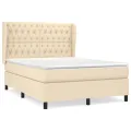 cadre de lit avec matelas Crème 140x190 cm Tissu