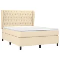 cadre de lit avec matelas Crème 140x190 cm Tissu