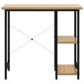 Bureau d'ordinateur Noir et chêne clair 80x40x72cm MDF et métal