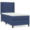 cadre de lit avec matelas Bleu 90x190 cm Tissu