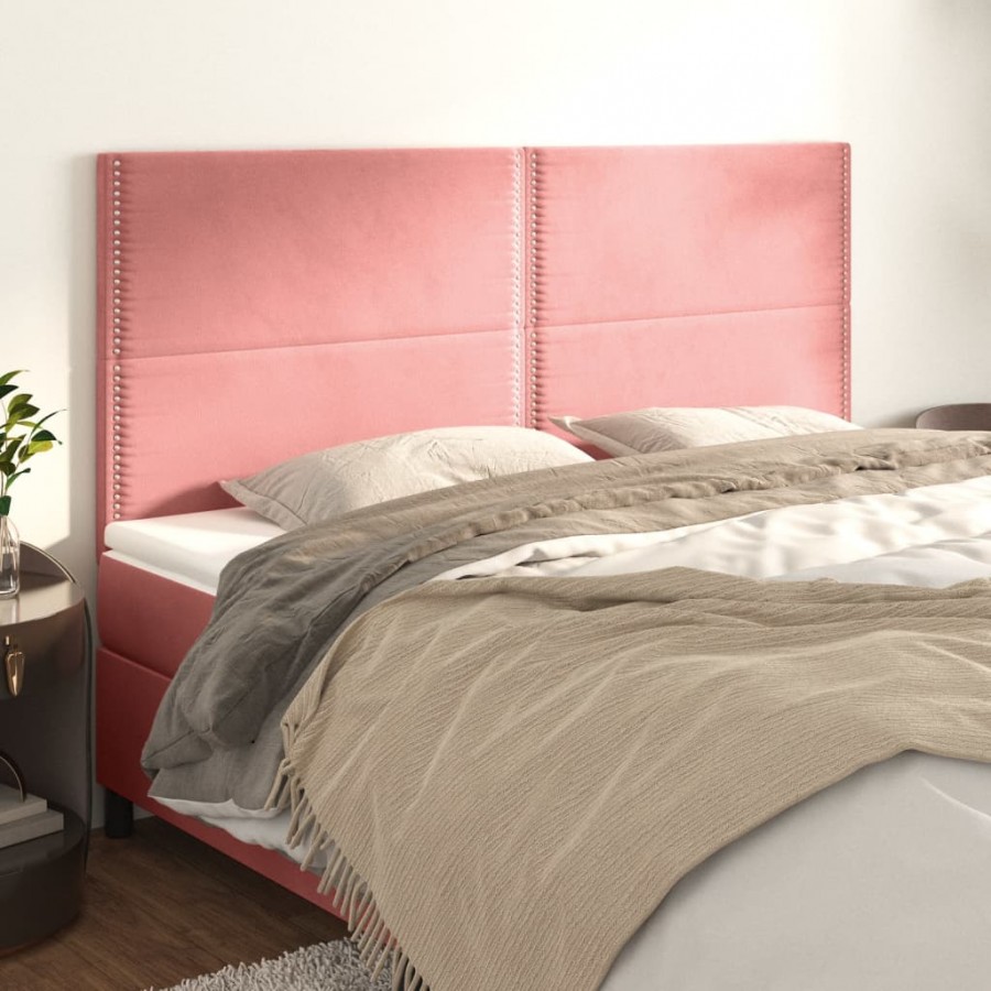 Têtes de lit 4 pcs Rose 80x5x78/88 cm Velours