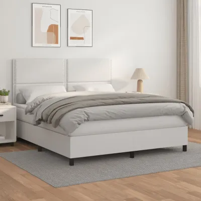 cadre de lit avec matelas Blanc 180x200cm Similicuir