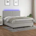 cadre de lit et matelas et LED Gris clair 160x200 cm