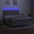 cadre de lit et matelas et LED Gris clair 160x200 cm