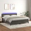 cadre de lit avec matelas LED Gris foncé 180x200 cm