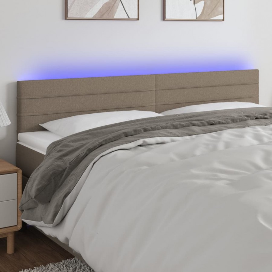 Tête de lit à LED Taupe 200x5x78/88 cm Tissu