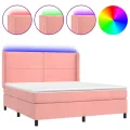 cadre de lit matelas et LED Rose 160x200 cm Velours