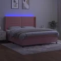 cadre de lit matelas et LED Rose 160x200 cm Velours