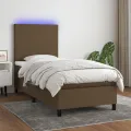 cadre de lit et matelas LED Marron foncé 100x200 cm