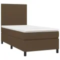 cadre de lit et matelas LED Marron foncé 100x200 cm