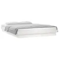 Cadre de lit à LED blanc 135x190 cm double bois massif