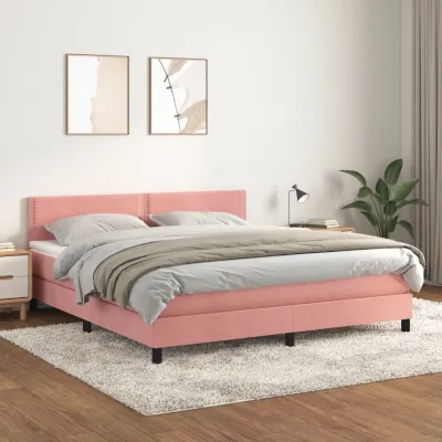 cadre de lit avec matelas Rose 180x200 cm Velours