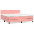 cadre de lit avec matelas Rose 180x200 cm Velours
