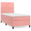 cadre de lit avec matelas Rose 90x200 cm Velours