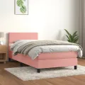 cadre de lit avec matelas Rose 90x200 cm Velours