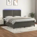 cadre de lit matelas et LED Gris foncé 180x200 cm