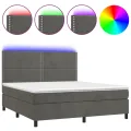 cadre de lit matelas et LED Gris foncé 180x200 cm