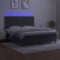 cadre de lit matelas et LED Gris foncé 180x200 cm