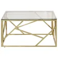 Table basse doré acier inoxydable et verre trempé