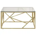 Table basse doré acier inoxydable et verre trempé