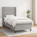 cadre de lit avec matelas Gris clair 80x200 cm Tissu