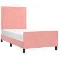 Cadre de lit avec tête de lit Rose 90x190 cm Velours