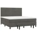 cadre de lit et matelas Gris foncé 180x200cm Velours