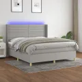 cadre de lit matelas LED Gris clair 180x200 cm Tissu