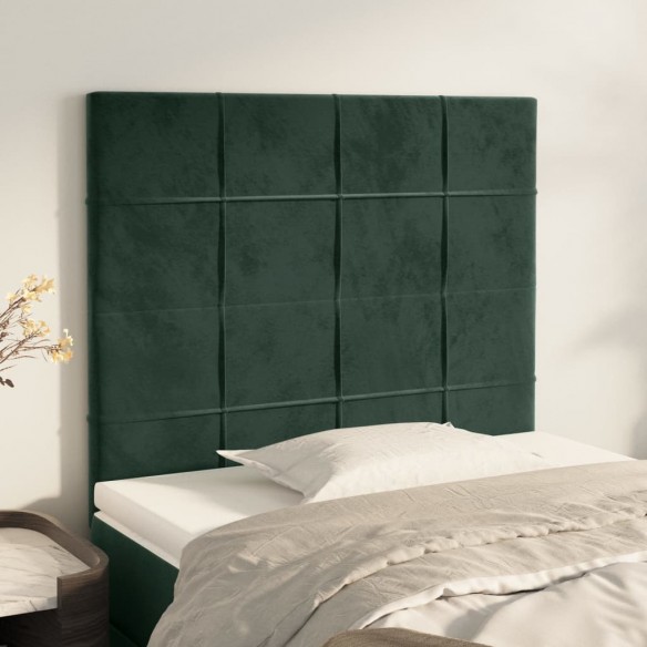 Têtes de lit 2 pcs Vert foncé 100x5x78/88 cm Velours