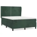 cadre de lit et matelas Vert foncé 140x200cm Velours