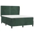 cadre de lit et matelas Vert foncé 140x200cm Velours