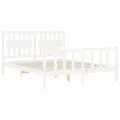 Cadre de lit avec tête de lit blanc King Size bois massif