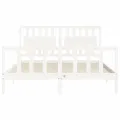 Cadre de lit avec tête de lit blanc King Size bois massif