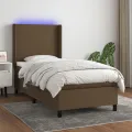 cadre de lit matelas LED Marron foncé 80x200cm Tissu