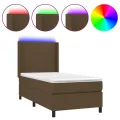 cadre de lit matelas LED Marron foncé 80x200cm Tissu