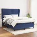cadre de lit avec matelas Bleu 140x200 cm Tissu