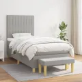 cadre de lit avec matelas Gris clair 80x200 cm Tissu