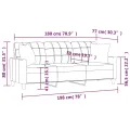 Canapé 3 places avec oreillers bordeaux 180 cm similicuir
