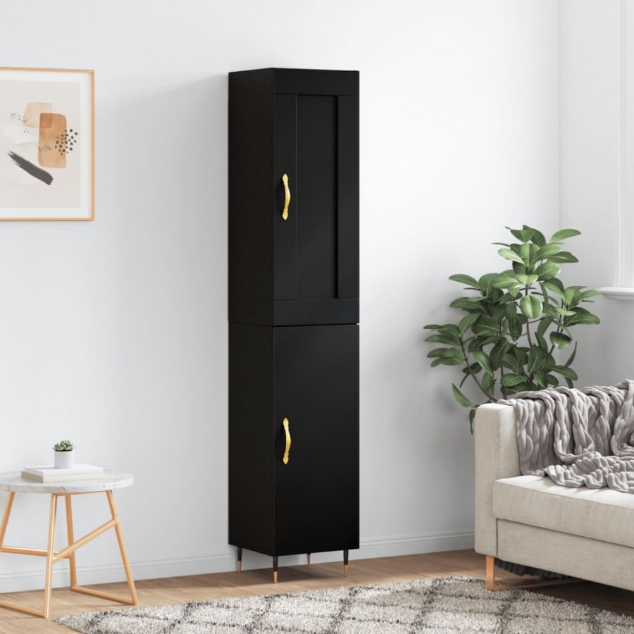 Buffet haut Noir 34,5x34x180 cm Bois d'ingénierie